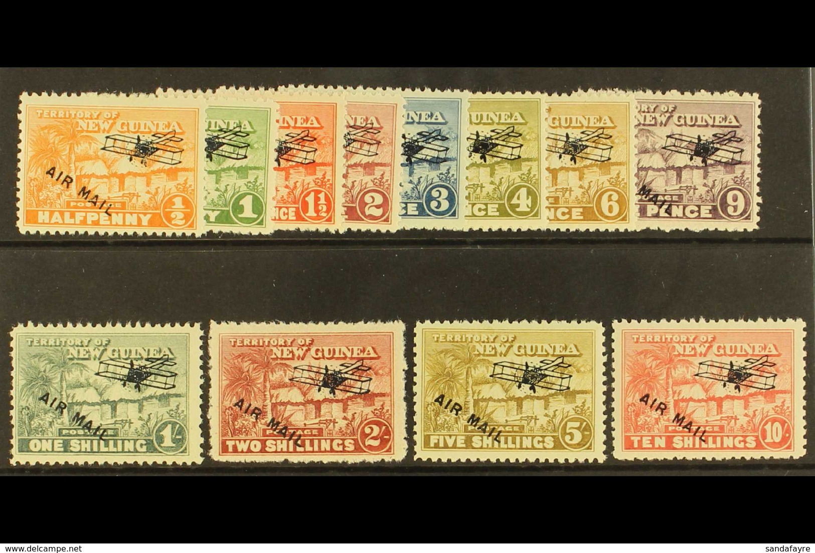 1931 "Native Village" Air Mail Overprints Set Complete To 10s, SG 137/148, Very Fine Mint. (12 Stamps) For More Images,  - Papua-Neuguinea