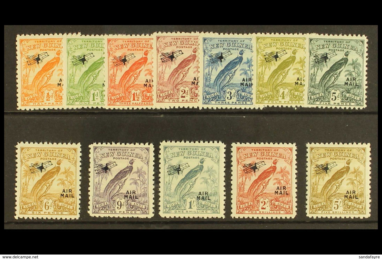 1931 10th Anniv Air Mail Opts (with Dates) Set Complete To 5s, SG 163/174, Very Fine Mint. (12 Stamps) For More Images,  - Papua-Neuguinea