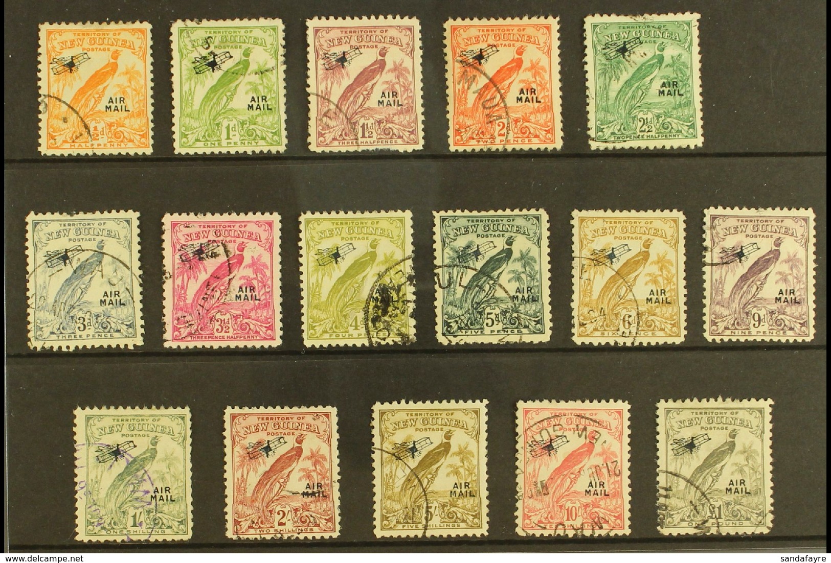 1932-34 Air Overprinted "Raggiana Bird" Set, SG 190/203, Good To Very Fine Used (16 Stamps) For More Images, Please Visi - Papua-Neuguinea