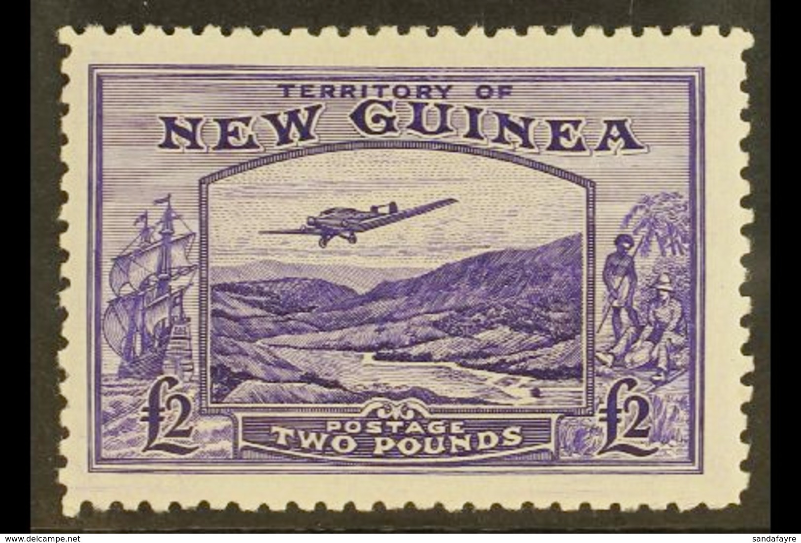 1935 £2 Bright Violet Bulolo Goldfields, SG 204, Superb Mint. Lovely Fresh Stamp. For More Images, Please Visit Http://w - Papúa Nueva Guinea