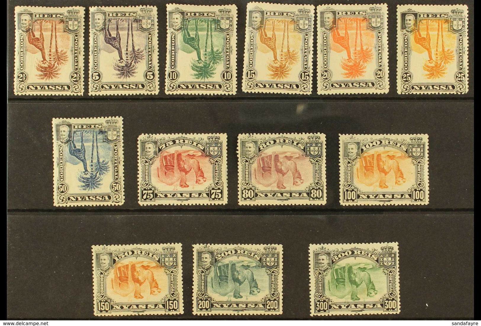 NYASSA 1901 Animals Pictorials With CENTRES INVERTED Complete Set (SG 27a/39a, Afinsa 27/39 Var), Mint, 20r Small Corner - Sonstige & Ohne Zuordnung