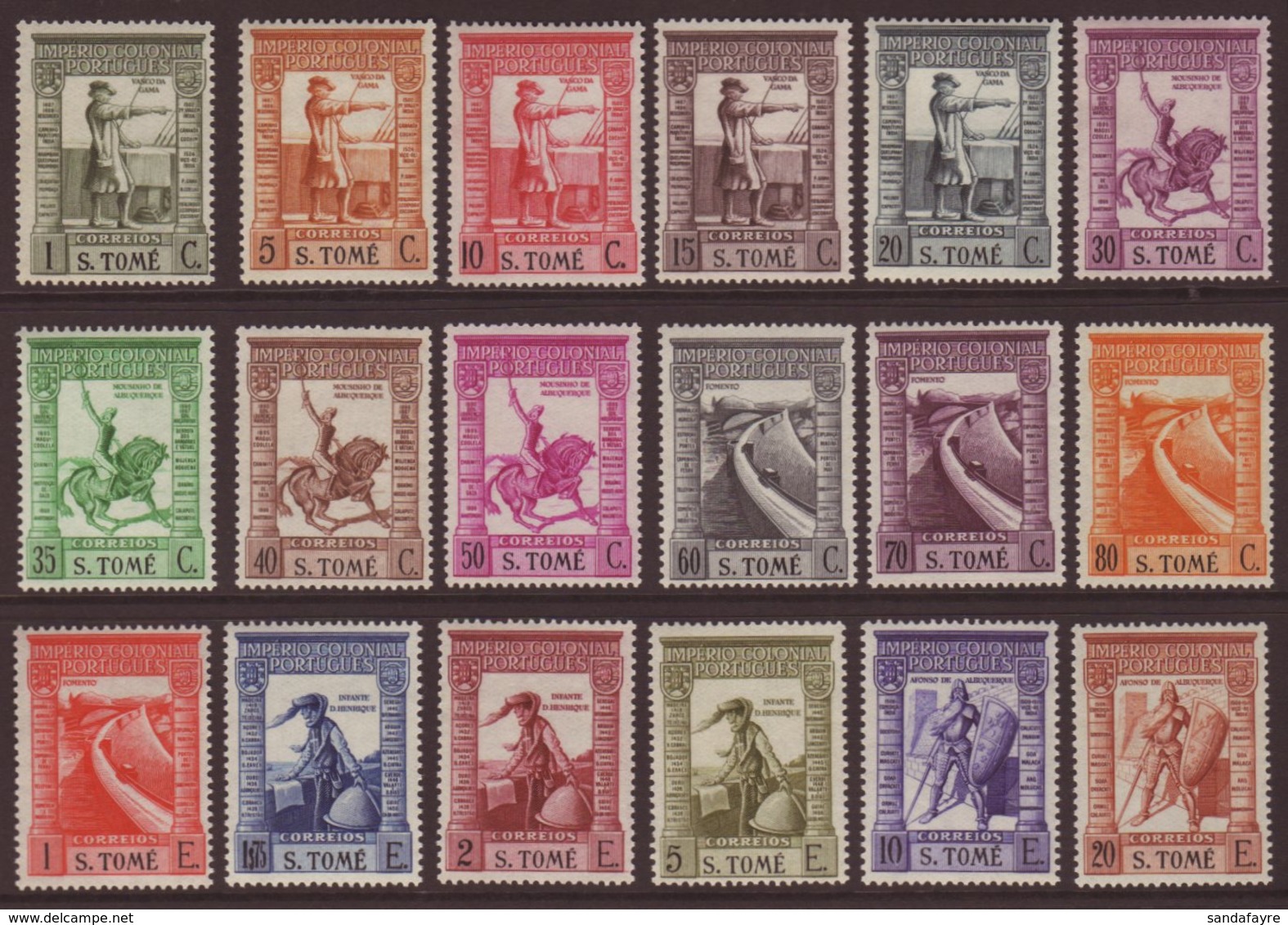 ST TOME E PRINCIPE 1938 "Imperio" Complete Postage Set Inscribed "S.TOME", SG 344/361, Never Hinged Mint. (18 Stamps) Fo - Sonstige & Ohne Zuordnung