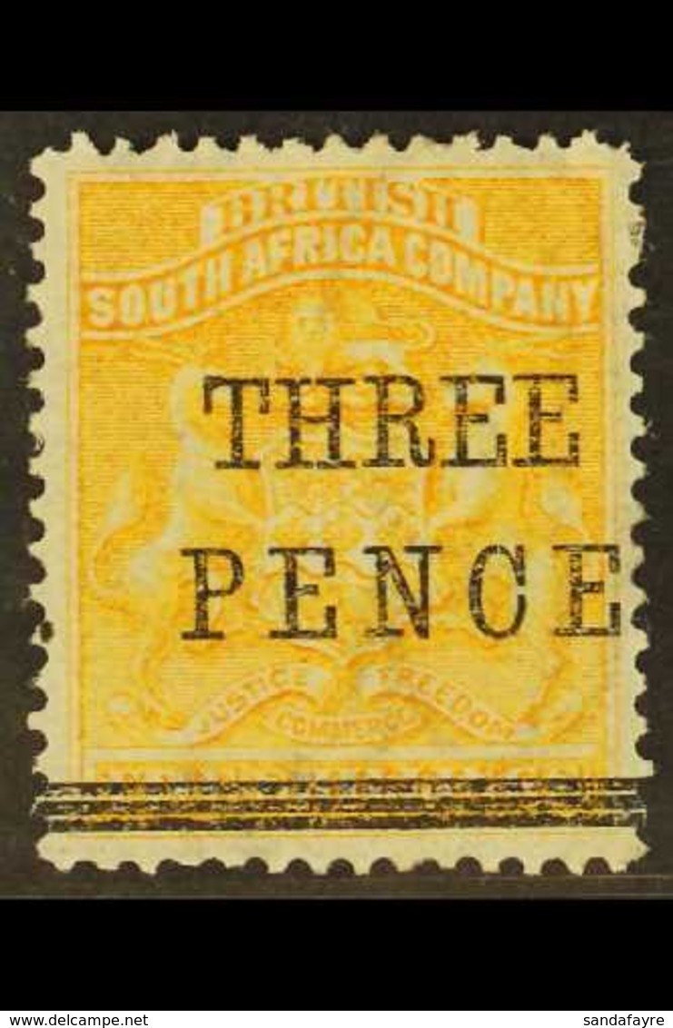 1896 3d On 5s Orange Yellow, Matabele Provisional, SG 53, Fine Mint. For More Images, Please Visit Http://www.sandafayre - Sonstige & Ohne Zuordnung