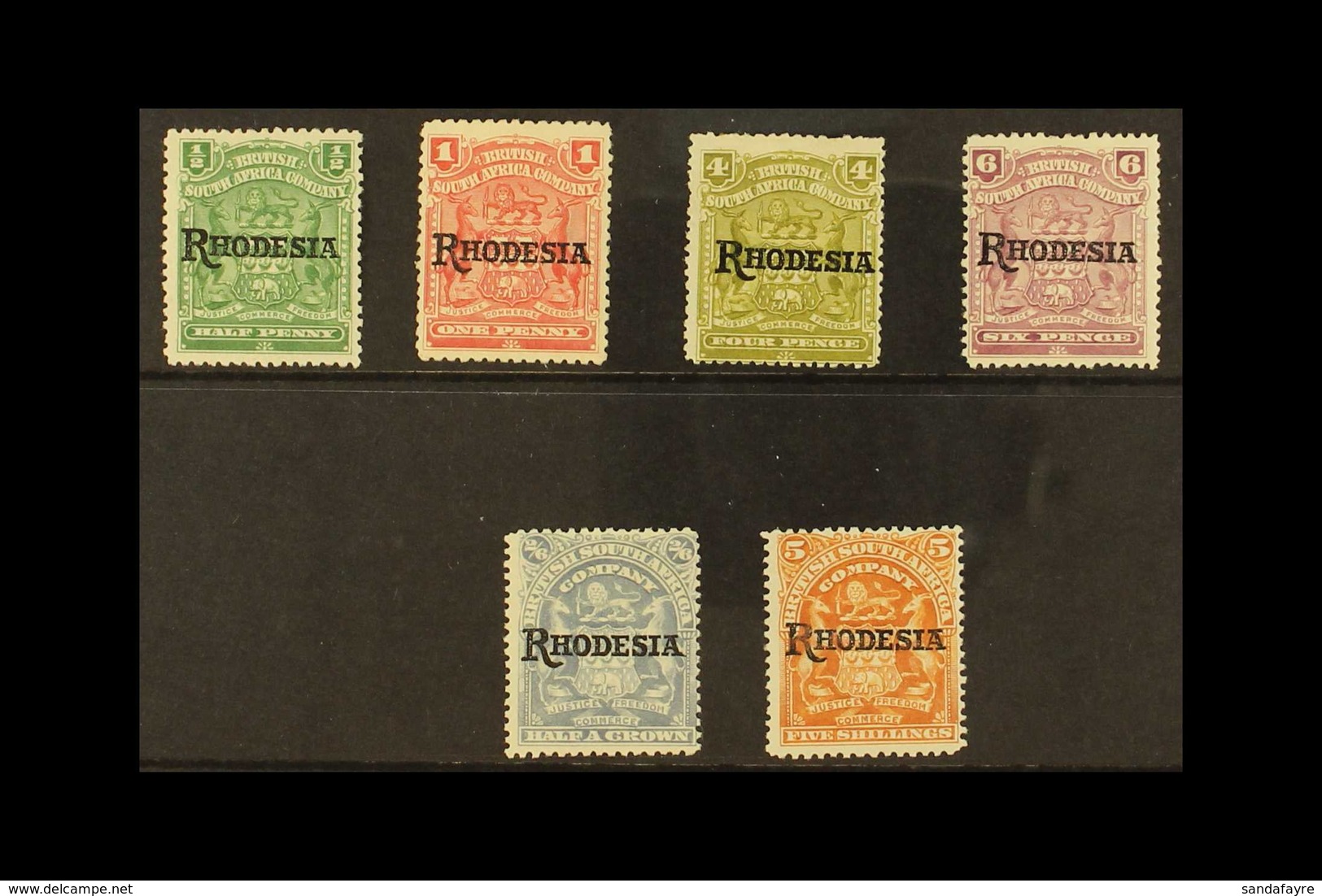 1909 "RHODESIA" Overprints "without Stop", ½d, 1d, 4d, 6d, 2s 6d And 5s, SG 100a, 101a, 105a, 106a, 108a, 110a, Fine And - Sonstige & Ohne Zuordnung