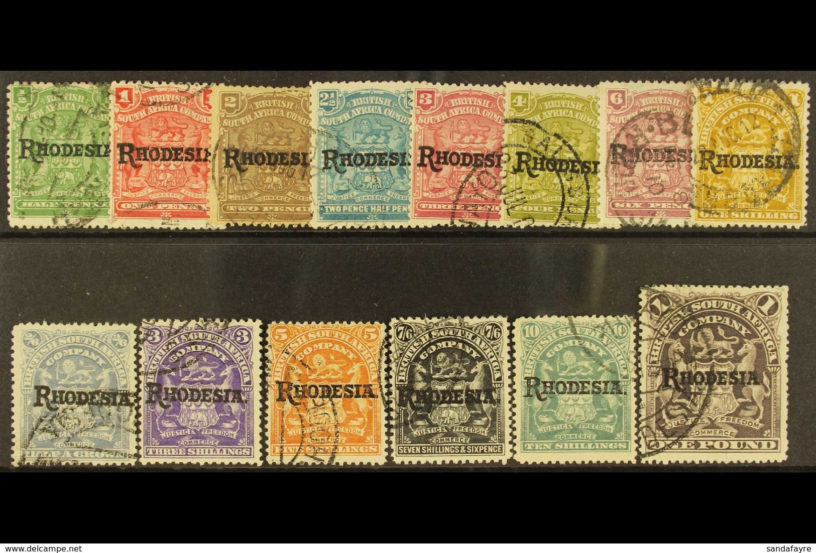 1909-12 "Rhodesia" Overprint Set Complete, SG 100/13, Very Fine Used (14 Stamps) For More Images, Please Visit Http://ww - Other & Unclassified