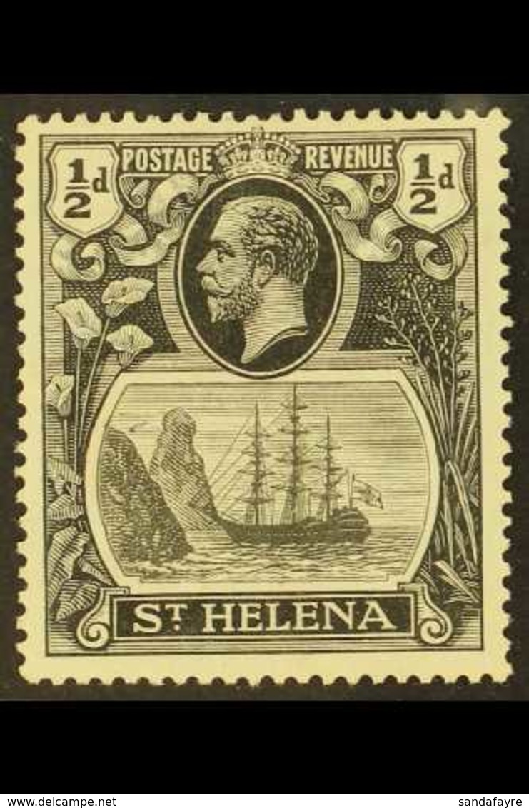 1922-37 ½d Grey-black And Black With "BROKEN MAINMAST" Variety, SG 97ga, Mint, Tiny Scuff In Gum, Not Visible From The F - Isla Sta Helena