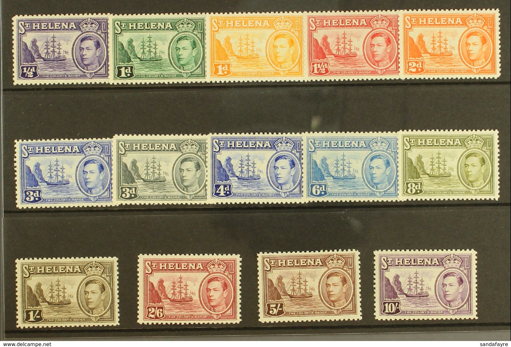 1938-44 KGVI Defins Complete Set, SG 131/40, Very Fine Mint (14). For More Images, Please Visit Http://www.sandafayre.co - St. Helena