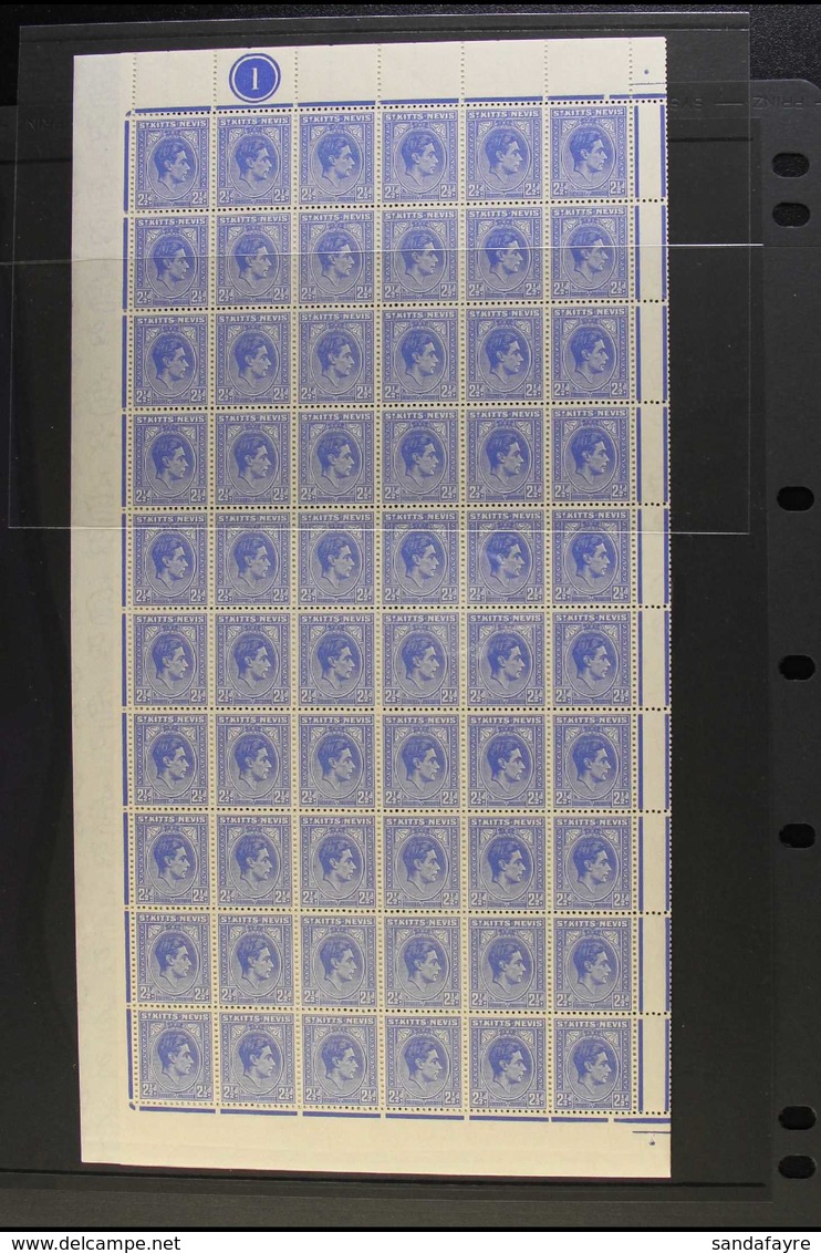 1938-50 2½d Bright Ultramarine, SG 72a, Plate 1, COMPLETE NHM SHEET With Full Margins All Round. (120 Stamps) For More I - St.Kitts Und Nevis ( 1983-...)