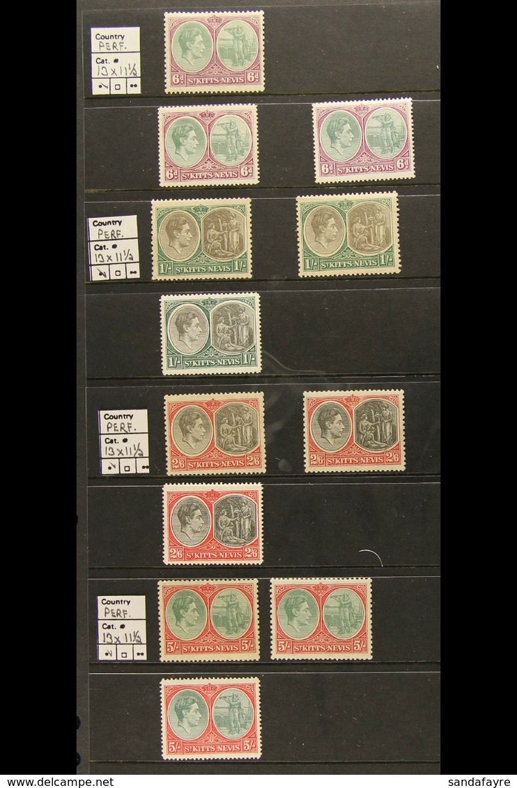 1938-50 KGVI DEFINITIVES Fine Mint Collection Of Perfs And Shades With All Values To 5s (SG 68/77). Note 2d Including Pe - St.Kitts Und Nevis ( 1983-...)