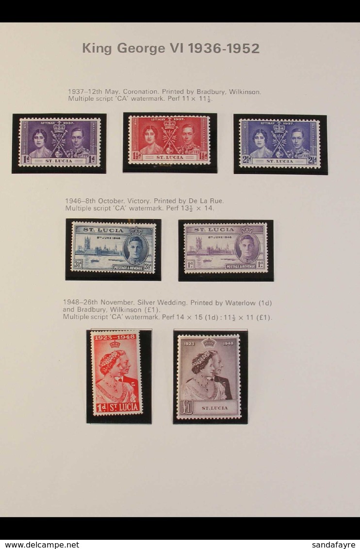 1937-51 COMPLETE FINE MINT COLLECTION In Hingeless Mounts On Pages, All Different, Includes 1938-48 Set With All Listed  - St.Lucia (...-1978)