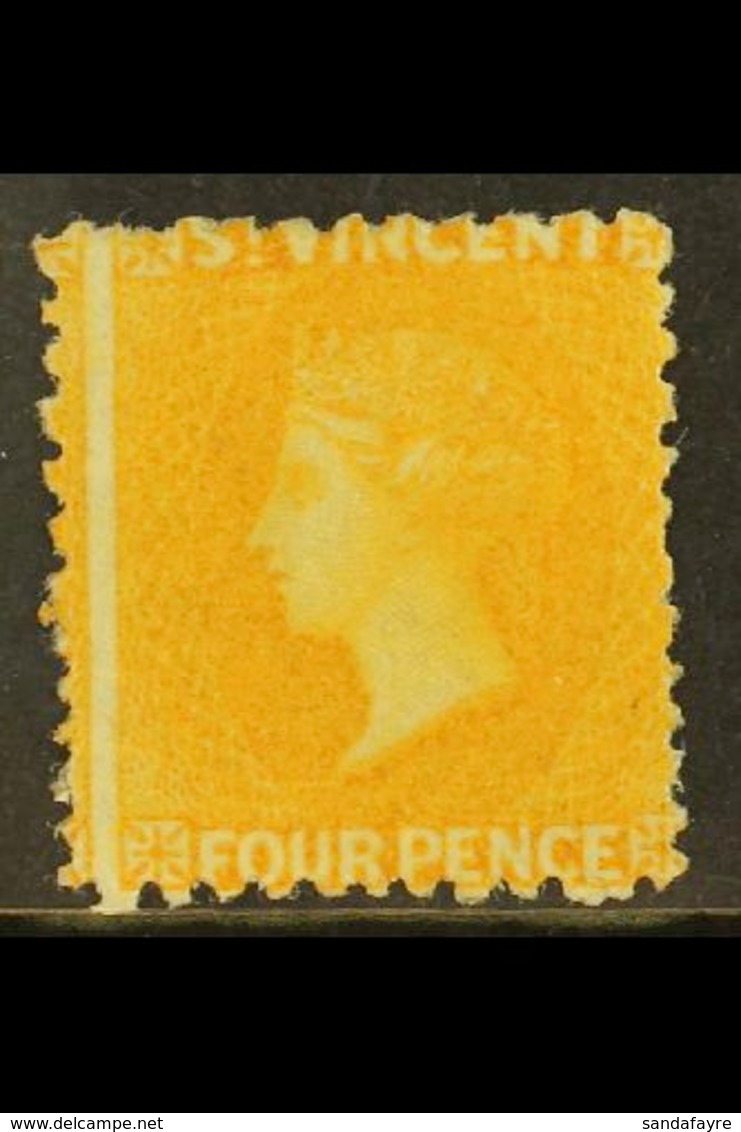 1869 4d Yellow, No Wmk, P11-12½, SG 12, Fine Mint With Original Gum. For More Images, Please Visit Http://www.sandafayre - St.Vincent (...-1979)