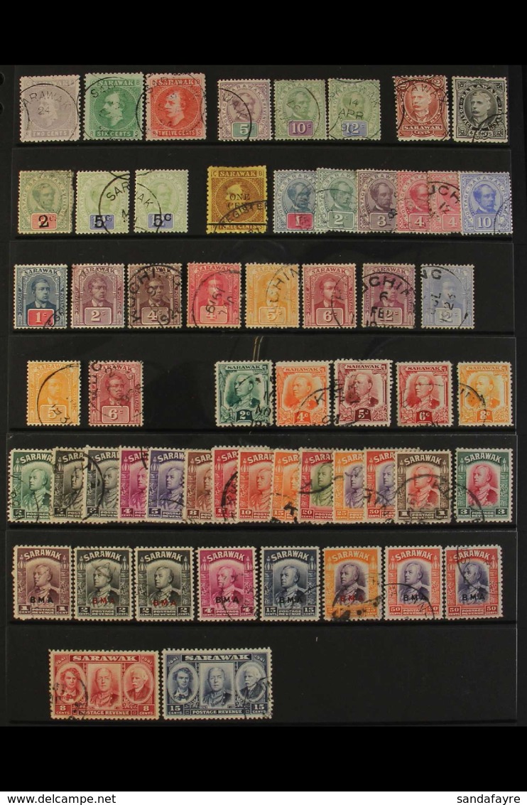 1875-1955 USED COLLECTION On Stock Pages, Includes 1875 To 12c, 1888-97 To 12c, 1889-92 5c On 12c Small "c" & 5c On 12c  - Sarawak (...-1963)