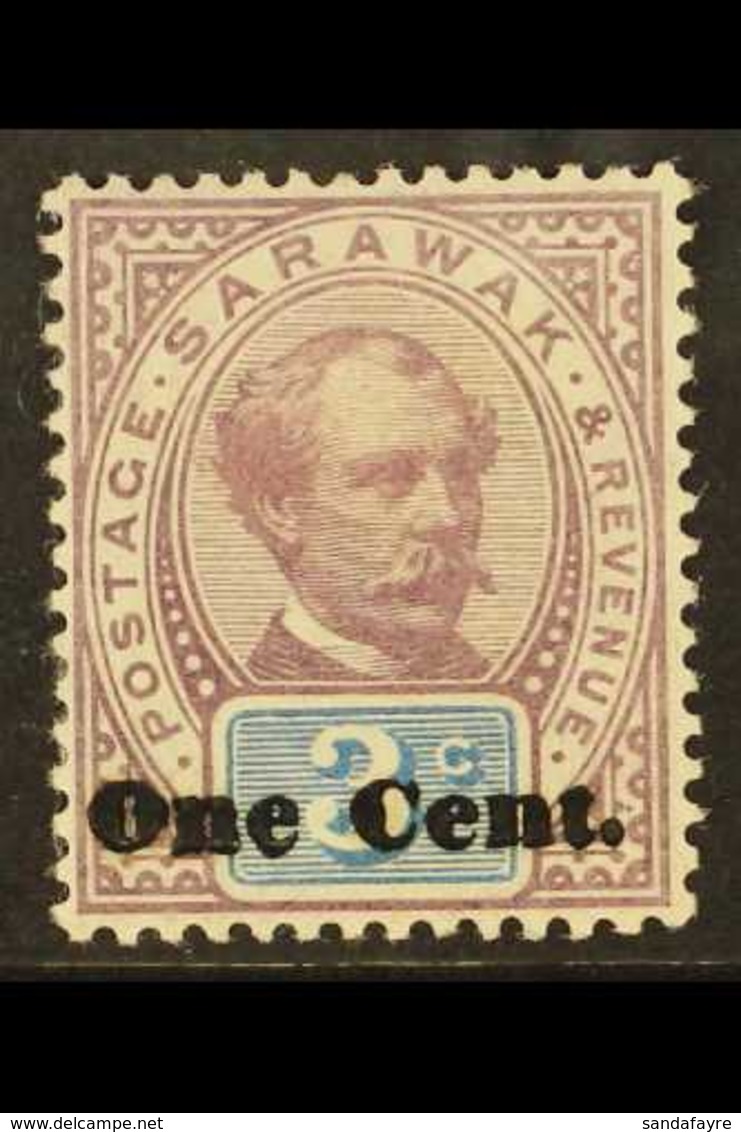 1889 1c On 3c Purple And Blue, Variety "Surcharge Double", SG 22a, Superb Mint. For More Images, Please Visit Http://www - Sarawak (...-1963)