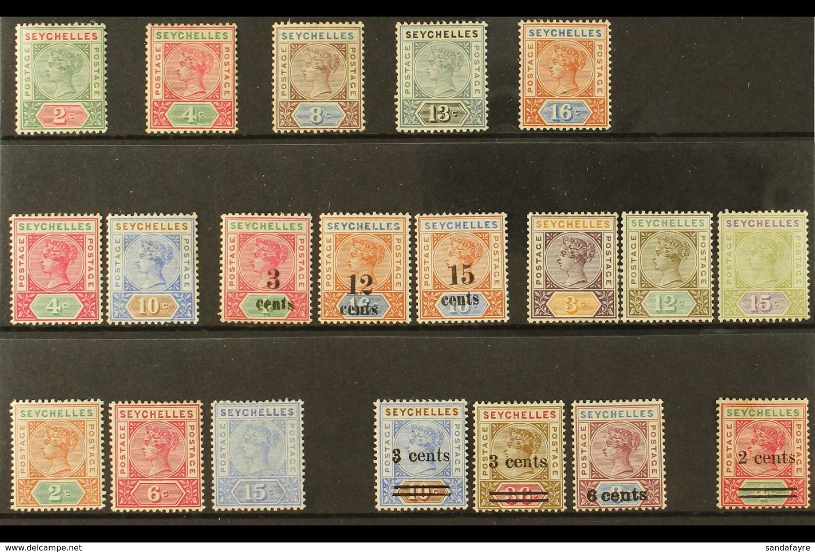 1890-1902 MINT QV SELECTION Presented On A Stock Card. All Different & Includes 1890 Die I Range With Most Values To 16c - Seychelles (...-1976)