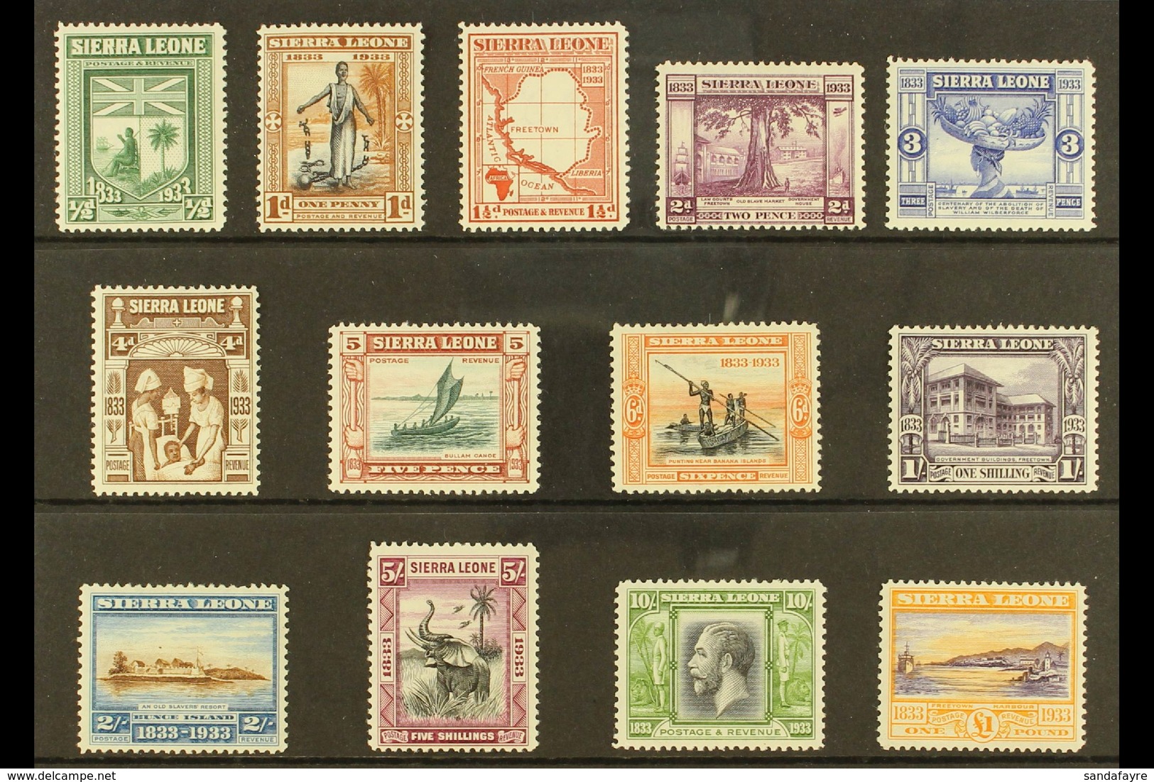 1933 Wilberforce Set Complete, SG 168/80, Very Fine Lightly Hinged Mint (11 Stamps) For More Images, Please Visit Http:/ - Sierra Leone (...-1960)