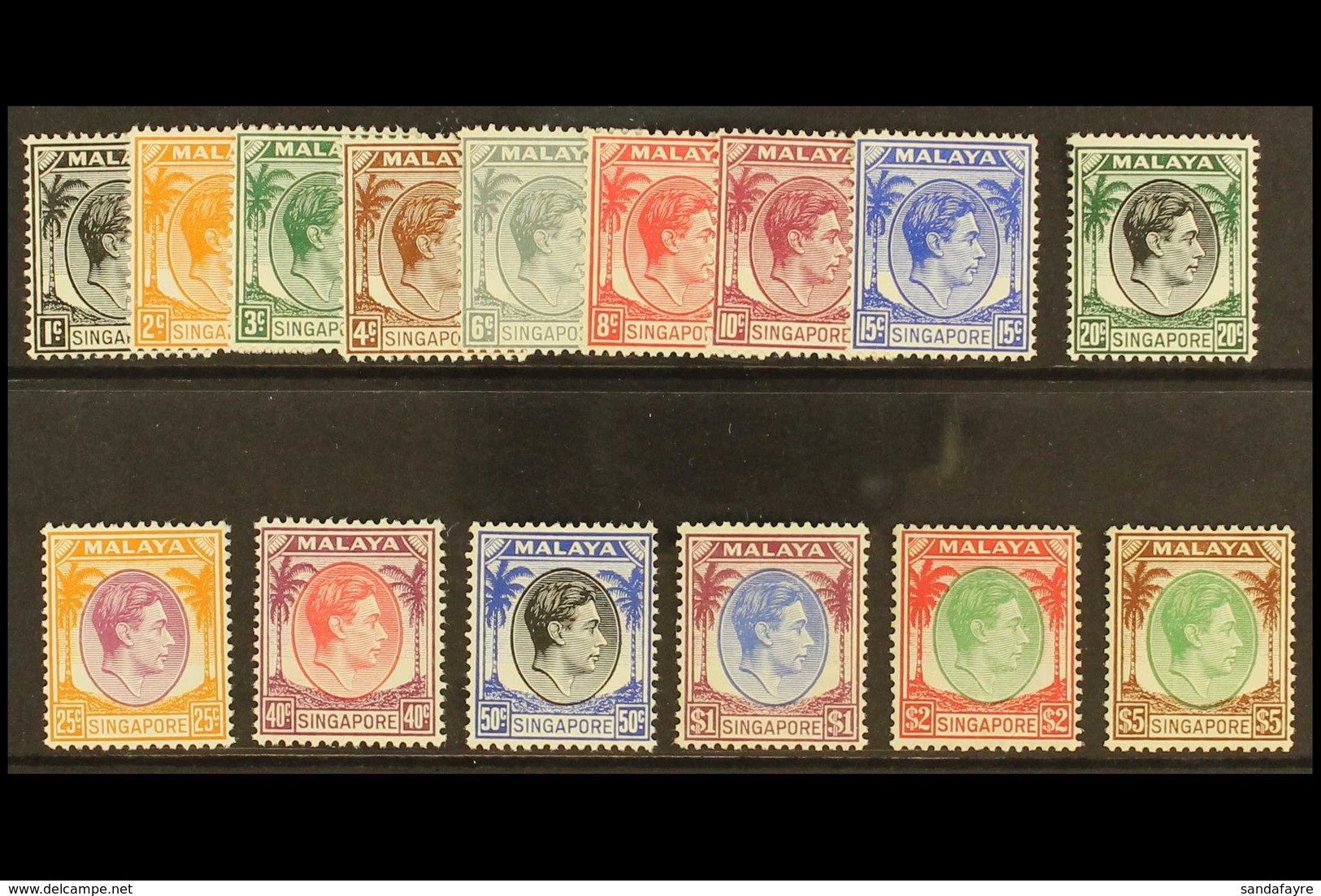 1948-52 King George VI (perf 14) Complete Definitive Set, SG 1/15, Very Fine Mint. (15 Stamps) For More Images, Please V - Singapur (...-1959)