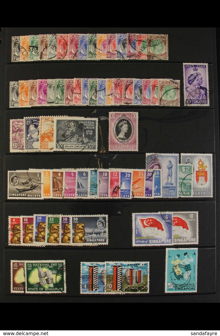 1948-80 ALL DIFFERENT USED COLLECTION Includes 1948-52 Both Perf 14 And Perf 17½ X 18 Definitive Sets, 1955-59 Defin Set - Singapur (...-1959)