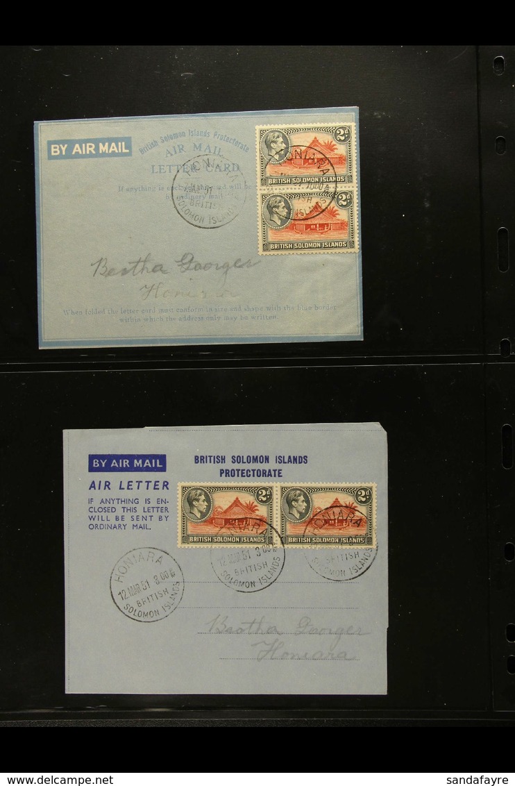 FORMULAR AEROGRAMMES 1947 And Circa 1951 'formular' Air Letters Each Bearing A Pair Of KGVI 2d Stamps Cancelled By Honar - Salomonen (...-1978)