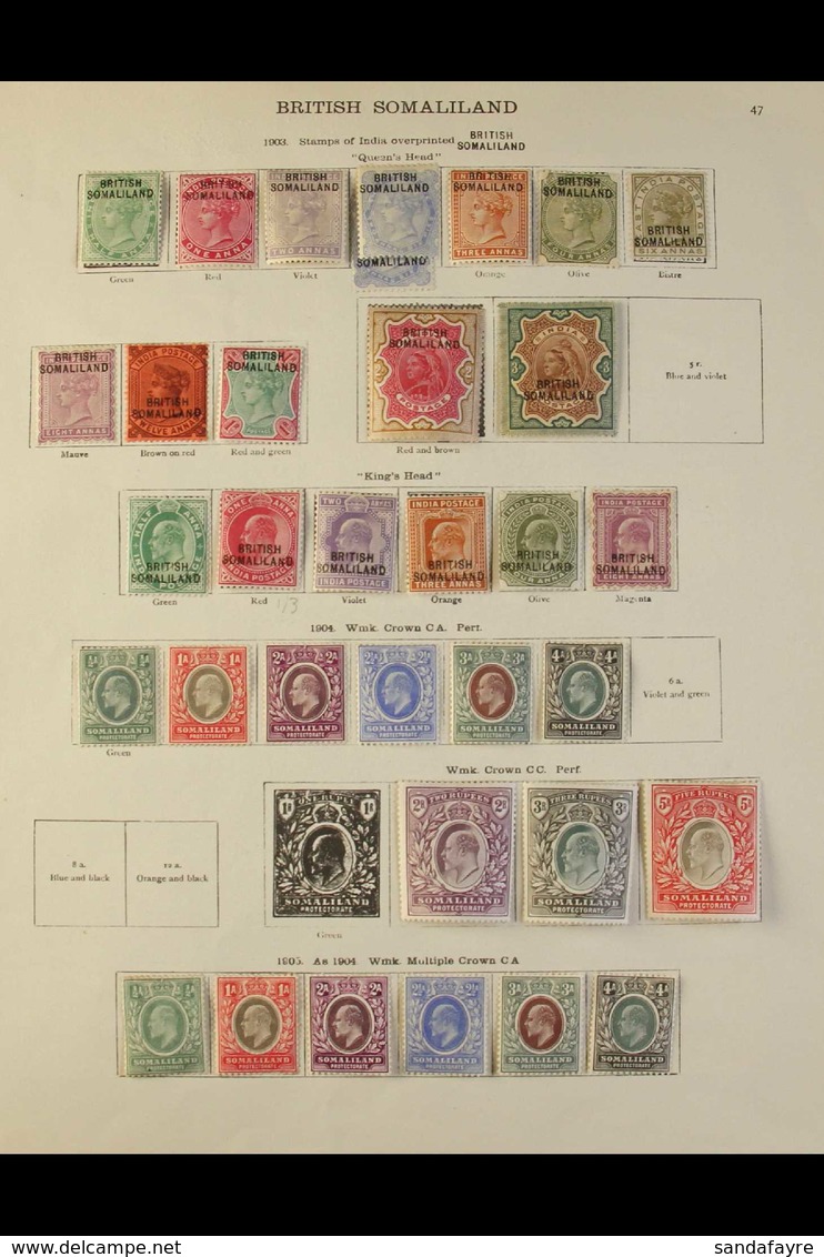 1903-1935 LOVELY OLD TIME COLLECTION Presented On A Double Sided Album Page. Include 1903 (June) India QV Opt'd "at Top" - Somaliland (Herrschaft ...-1959)