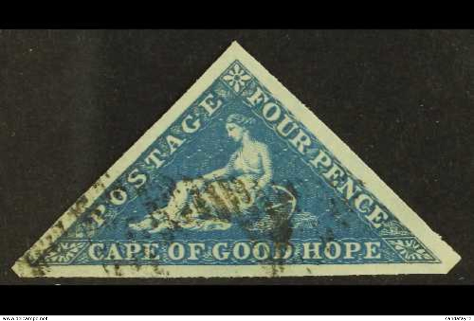 CAPE OF GOOD HOPE 1853 4d Deep Blue, On Deeply Blued Paper, SG 2, Fine Used, Three Large & Even Margins. For More Images - Ohne Zuordnung