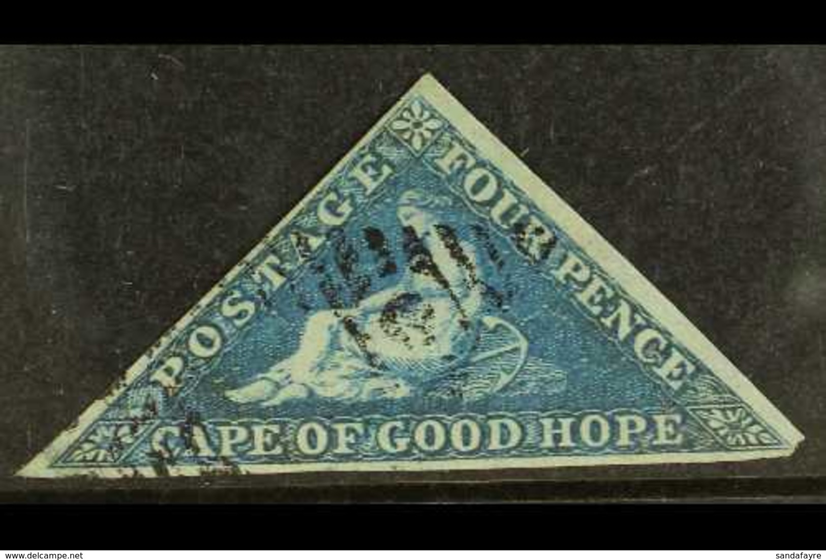 CAPE OF GOOD HOPE 1853 4d Blue On Slightly Blued Paper, SG 4a, Very Fine Used Lightly Cancelled With 3 Margins. Fresh Or - Ohne Zuordnung