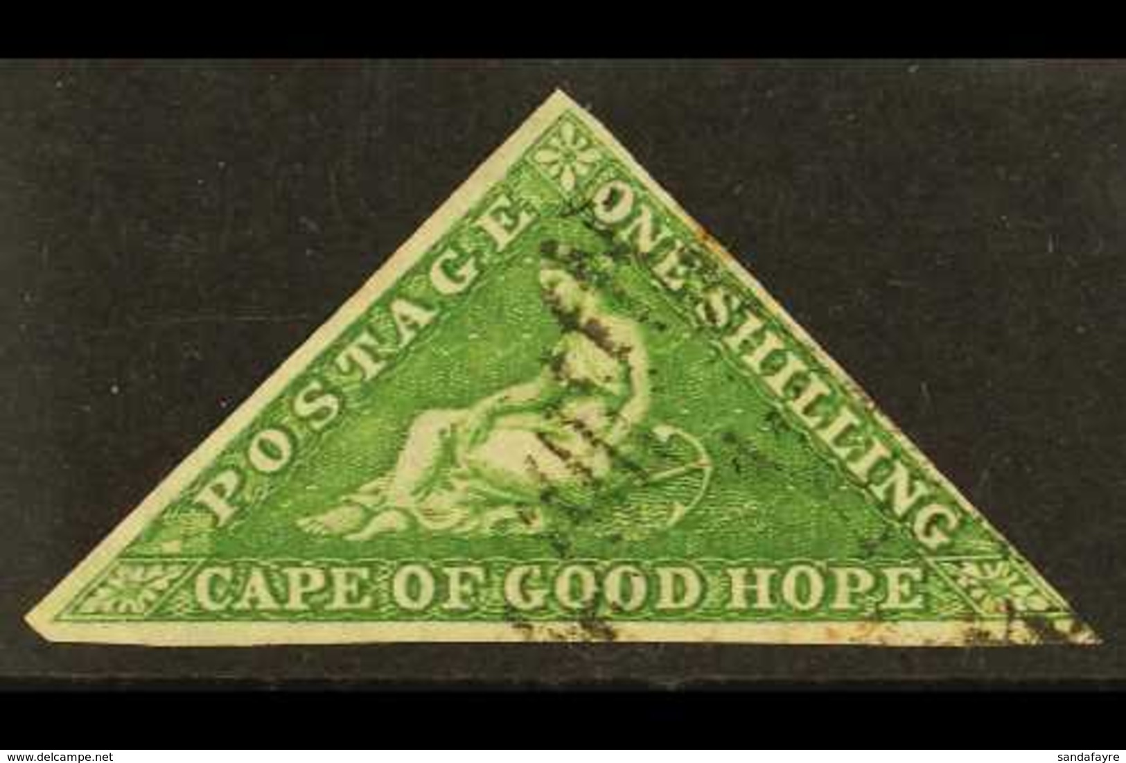 CAPE OF GOOD HOPE 1855-63 1s Bright Yellow-green On White Paper, SG 8, Fine Used With Light Cancel, Three Margins. For M - Ohne Zuordnung