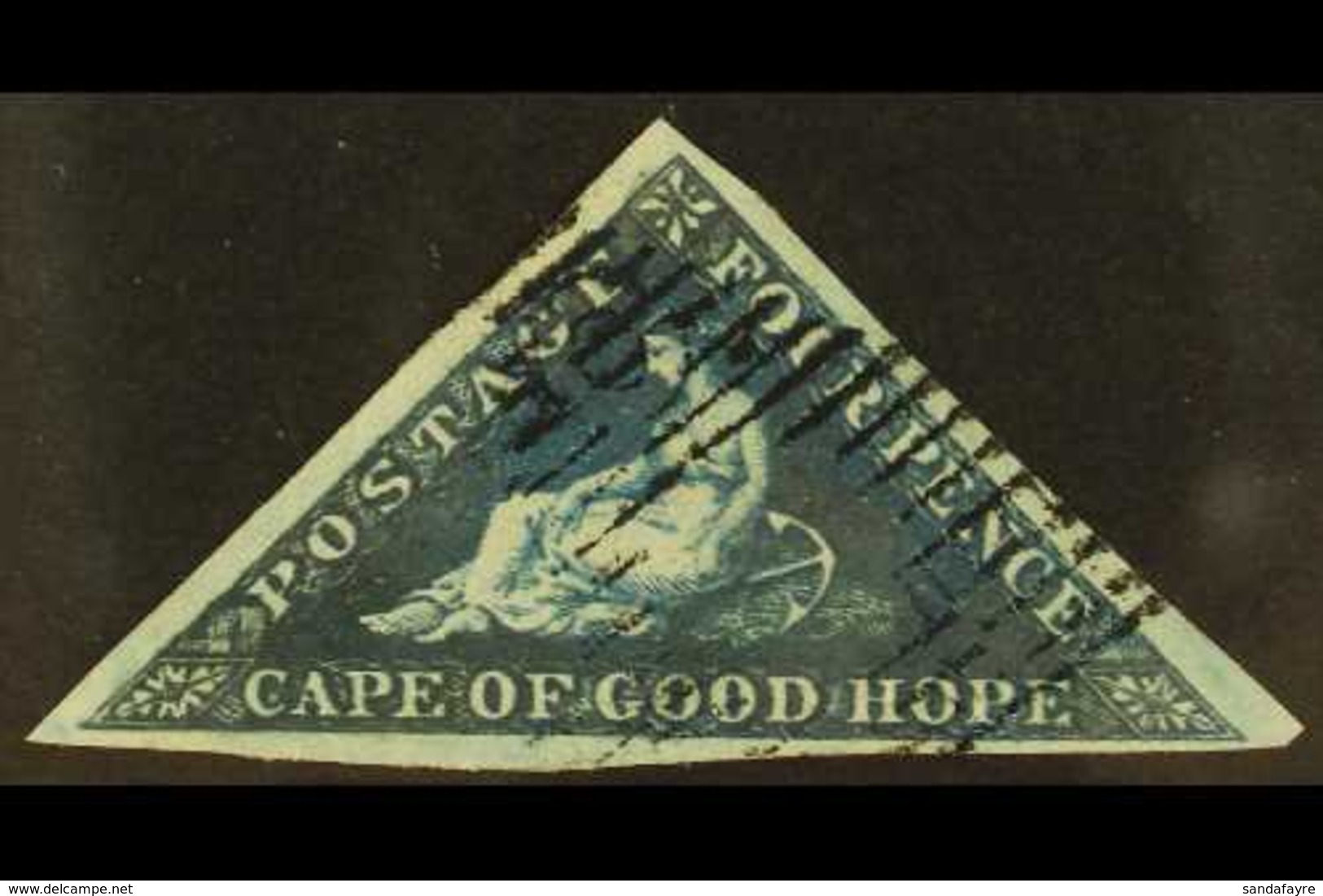 CAPE OF GOOD HOPE 1853 4d Deep Blue On Deeply Blued, SG 2, Used With Attractive Cancellation And 3 Good Margins. Attract - Ohne Zuordnung