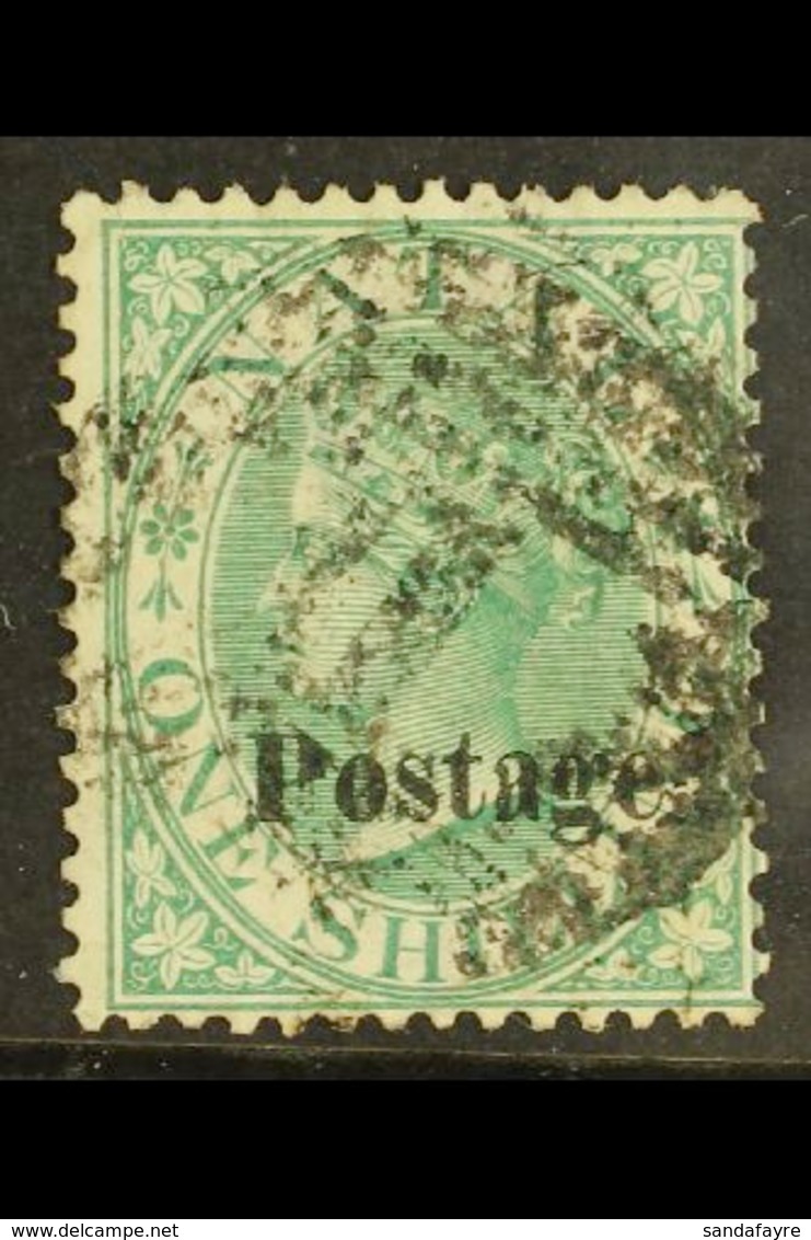 NATAL 1869 1s Green Overprinted "Postage" Type SG 7b (12½mm), SG 37, Fine Used. For More Images, Please Visit Http://www - Ohne Zuordnung