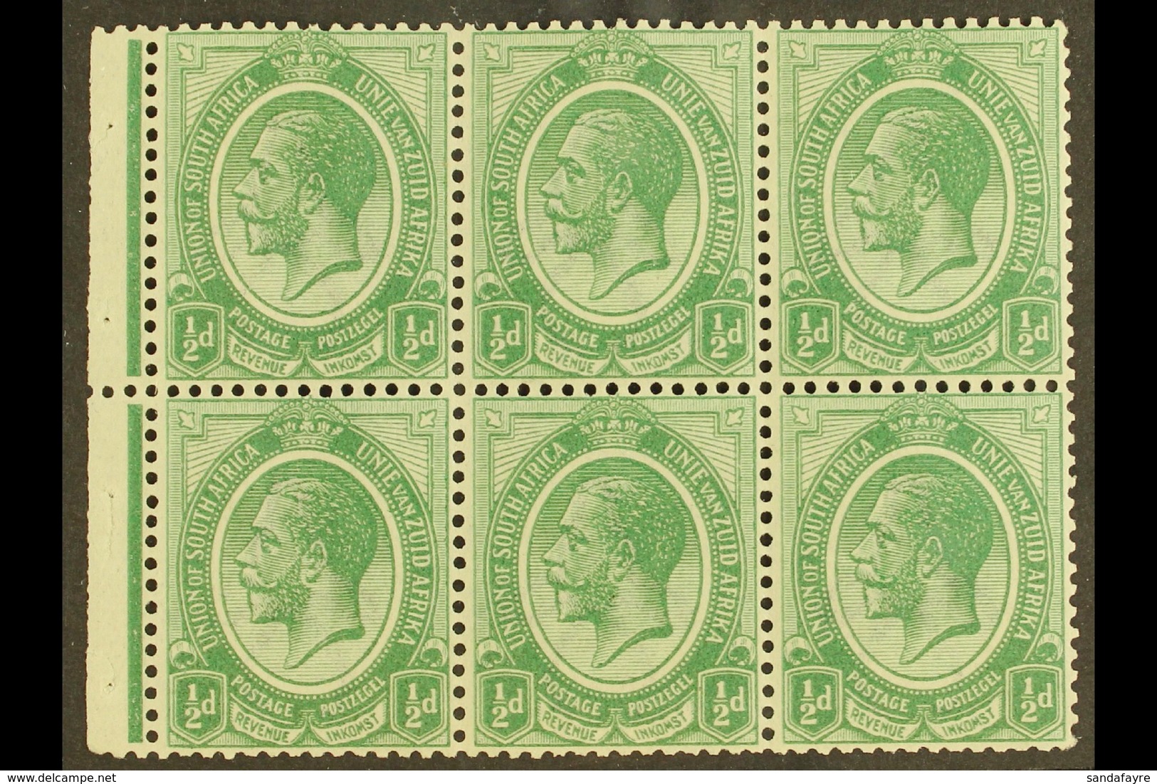 1921-2 BOOKLET PANE ½d Green, Watermark Inverted, Pane Of 6 With Binding Margin, SG 3, Never Hinged Mint. For More Image - Ohne Zuordnung