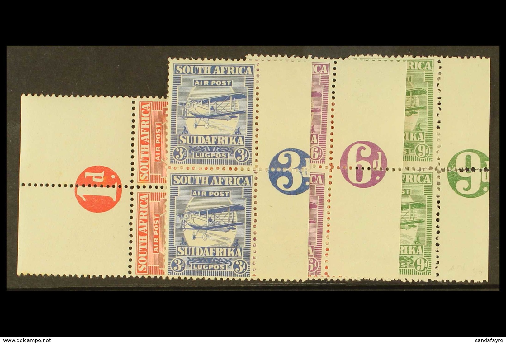 1925 AIR ISSUE Marginal Value Inscriptions On 1d (block Of Four) And Vertical Pairs Of 3d, 6d And 9d, SG 26/29, Mint Wit - Ohne Zuordnung