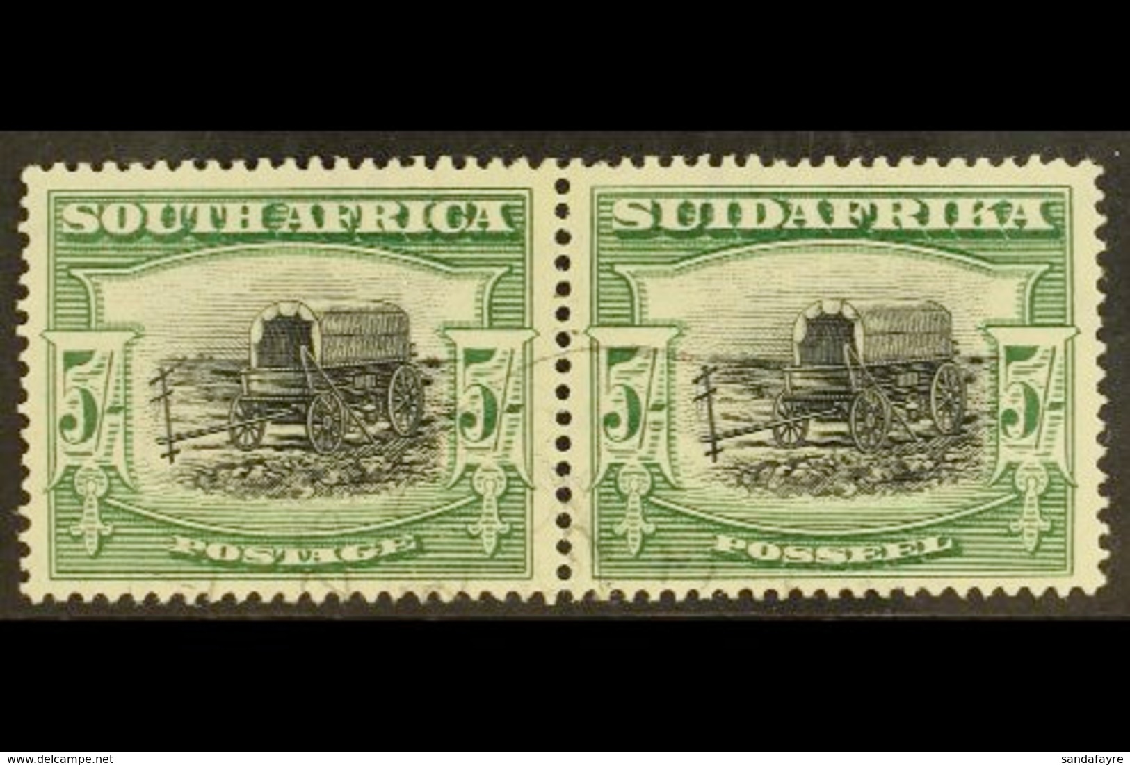 1927-30 5s Black And Green Perf 14, SG 38, Fine Used Horizontal Pair With Light Cancel. For More Images, Please Visit Ht - Ohne Zuordnung