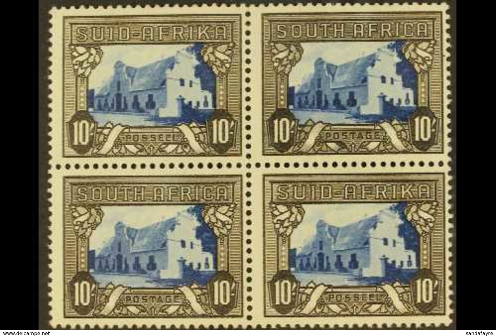 1933-48 10s Blue & Sepia, SG 64c, fine Mint Marginal Block Of 4 (2 Stamps Nhm). Lovely Multiple (4 Stamps) For More Imag - Ohne Zuordnung