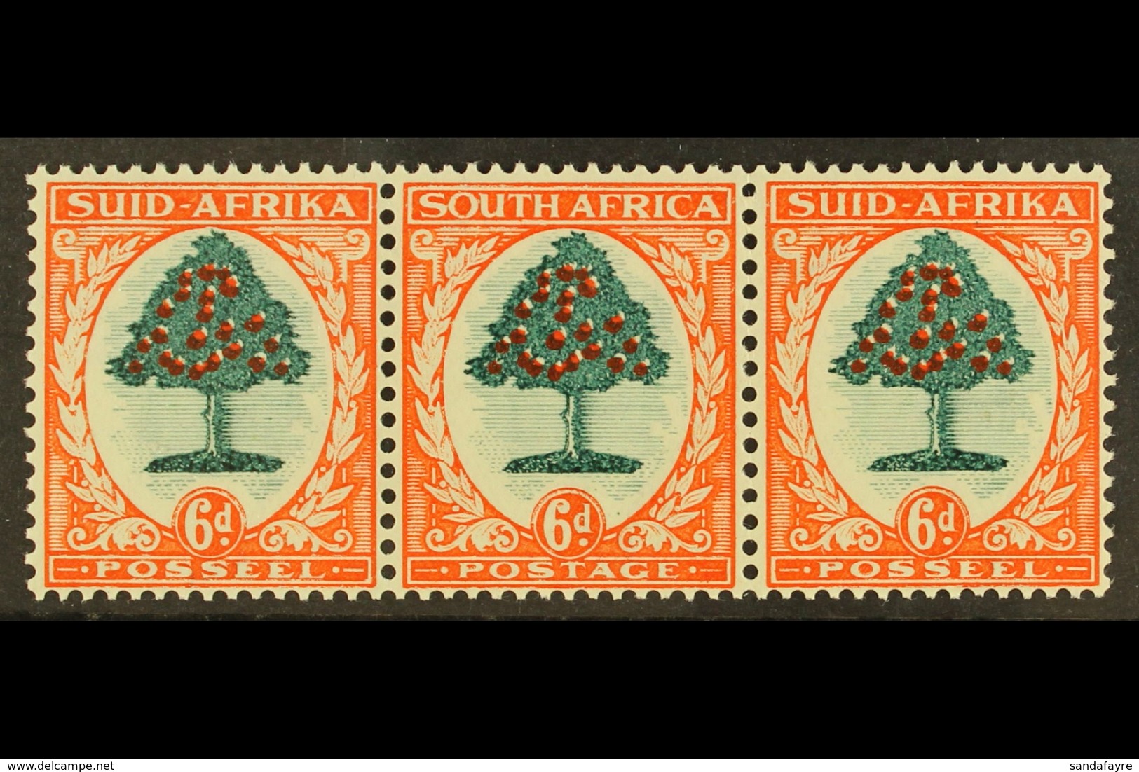 1933-48 6d Green & Vermilion, Die I, SG 61, Never Hinged Mint In A Strip Of 3 (seemed A Shame To Split A Stamp Off). For - Ohne Zuordnung