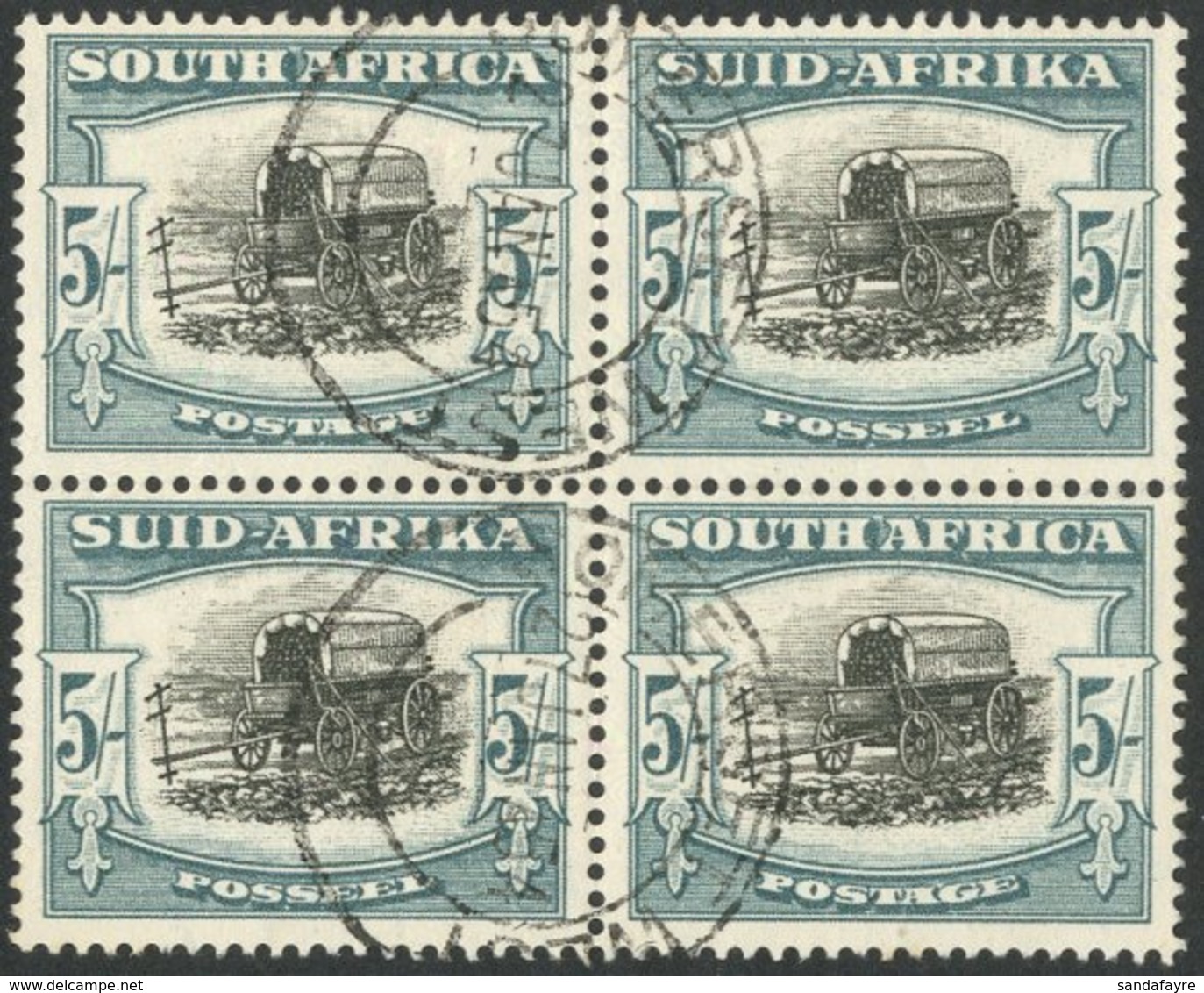 1947-54 5s Black And Pale Blue Green SG 122, Superb Cds Used Block Of Four.  For More Images, Please Visit Http://www.sa - Ohne Zuordnung