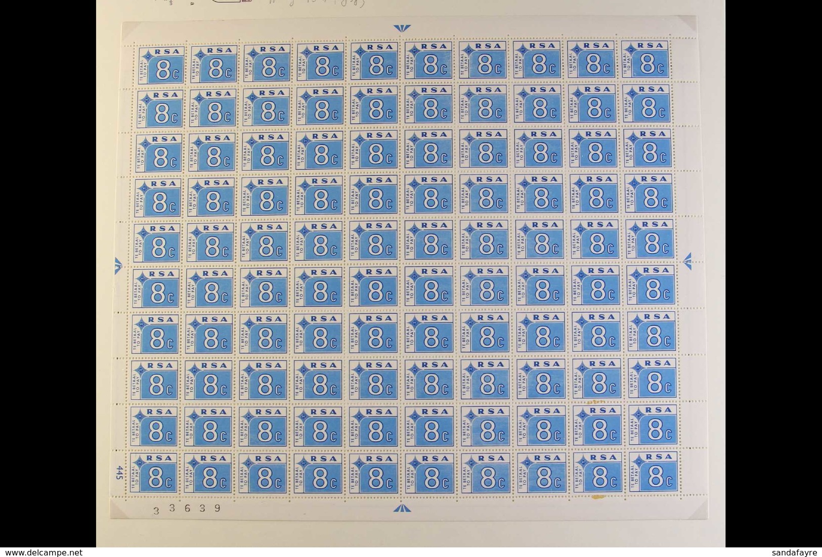 POSTAGE DUES 1972 Set Of 6 Values In COMPLETE SHEETS OF 100, Includes 1c & 2c In Both A & B Panes, SG D75/80, Never Hing - Sin Clasificación