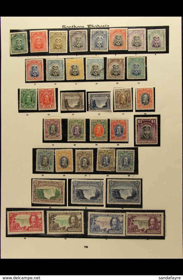 1924-1935 COLLECTION In Hingeless Mounts On Pages, Mostly Mint, Inc 1924-29 Set (ex 1s6d) Mint, Plus £1 Revenue Used, 19 - Southern Rhodesia (...-1964)