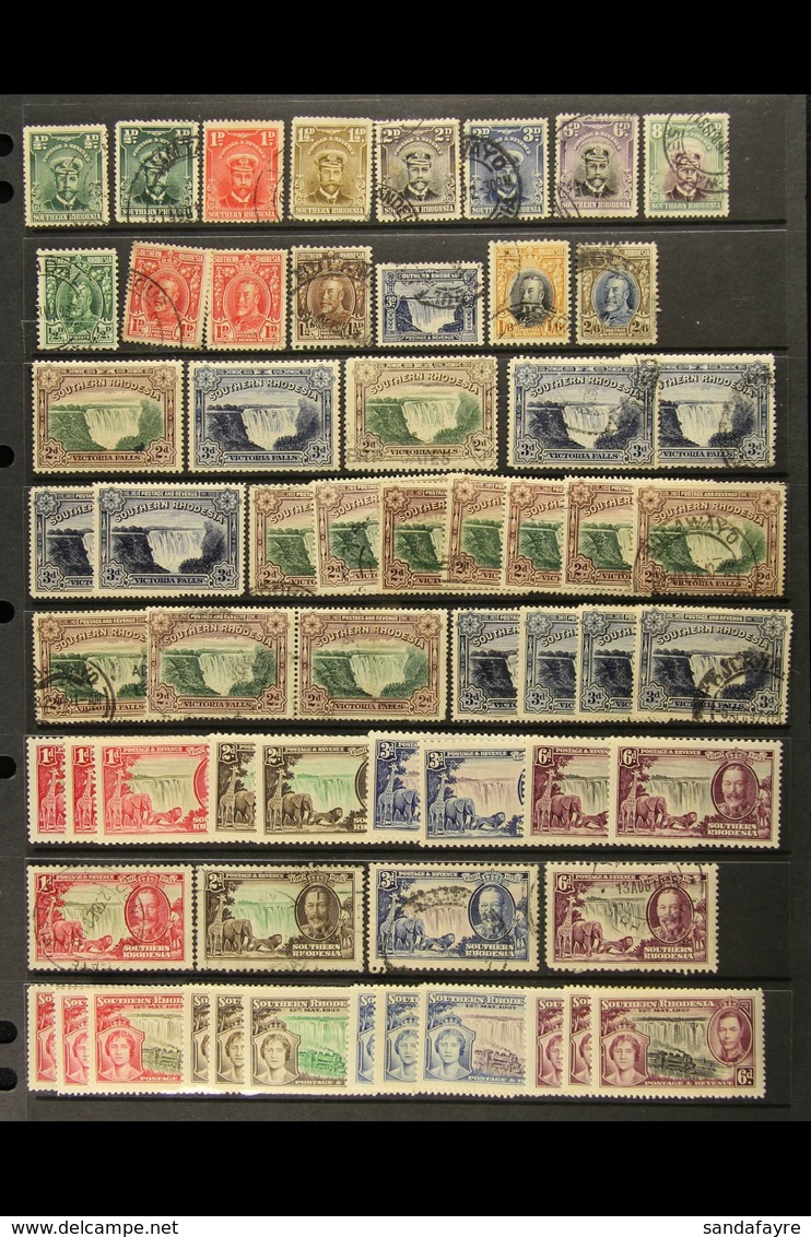 1924-1964 MINT & USED RANGES On Stock Pages, Inc 1924-29 To 8d Used, 1931-37 To 1s6d & 2s6d Used, 1932 Falls Set Mint &  - Südrhodesien (...-1964)