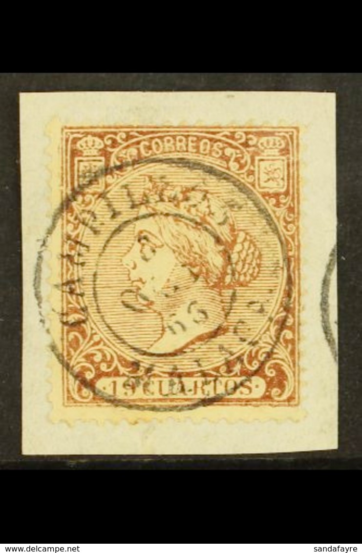 1866 19c Brown, Isabella, Perf 14, Superb Used On Piece Tied By Superb Central Campillos Malaga Cds. For More Images, Pl - Autres & Non Classés