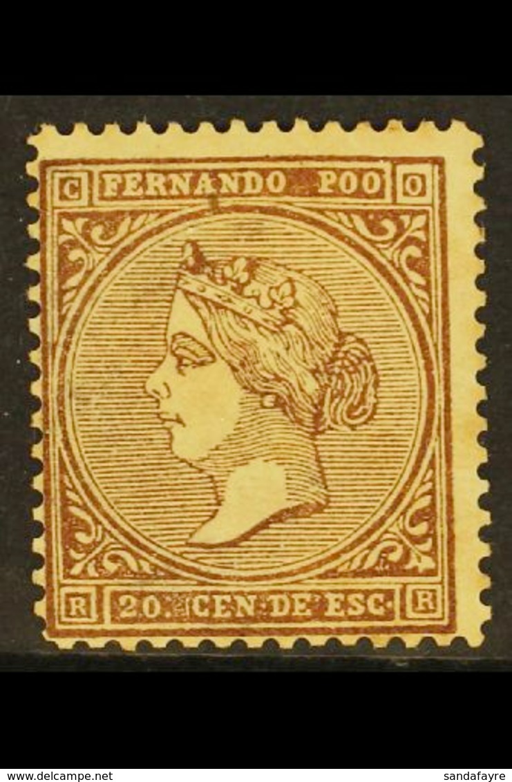 FERNANDO POO 1868 20c Brown, SG 1, Lightly Hinged Mint With Minor Traces Of Gum Discolouration. An Attractive Example Of - Sonstige & Ohne Zuordnung