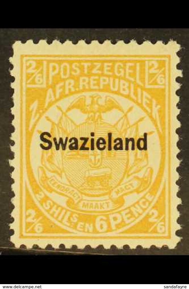 1889-90 2s6d Buff Perf 12½ Of Transvaal With "Swaziland" Overprint, SG 7, Very Fine Mint, "ECONOMIST" Handstamp On Back. - Swasiland (...-1967)