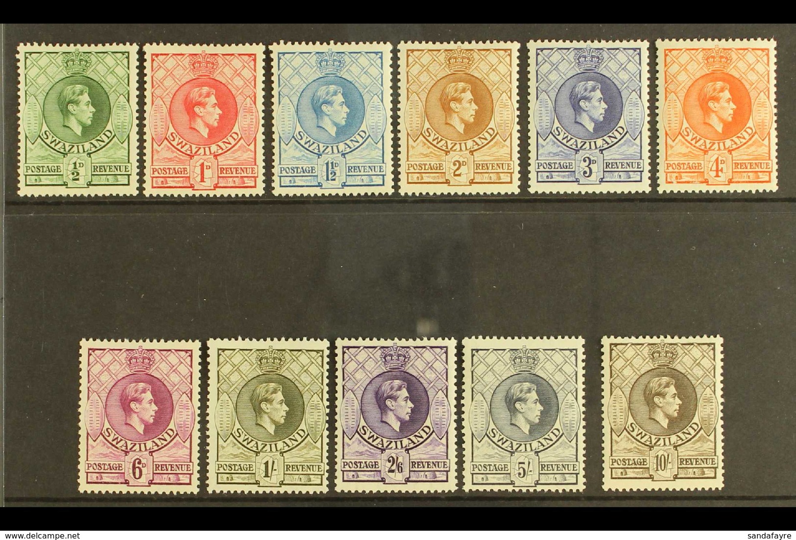 1938 Definitives Perf 13½x13 Complete Set, SG 28/38, Fine Mint, Fresh Colours. (11 Stamps) For More Images, Please Visit - Swaziland (...-1967)