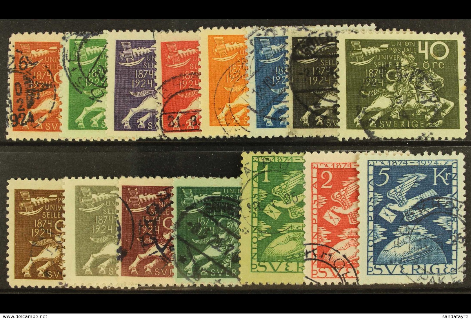 1924 U.P.U. Complete Set, Mi 159/73, Fine Used, Cat. 700 Euros (15). For More Images, Please Visit Http://www.sandafayre - Sonstige & Ohne Zuordnung