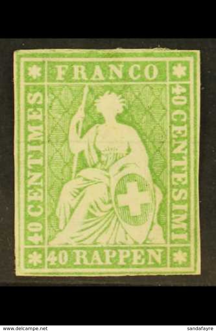 1858 40r Green, Bright Green Silk Thread, SG 51, Fine Mint Og. Cat £500 For More Images, Please Visit Http://www.sandafa - Sonstige & Ohne Zuordnung