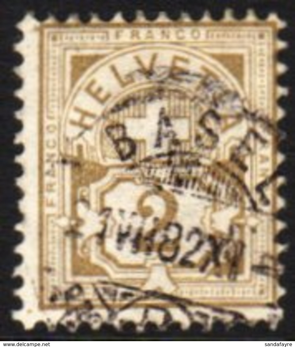 1882 2c Olive-bistre Numeral White Paper, Michel 45, SG 121, Fine Used With Fully Dated Cds Cancel, Centered To Top Righ - Sonstige & Ohne Zuordnung