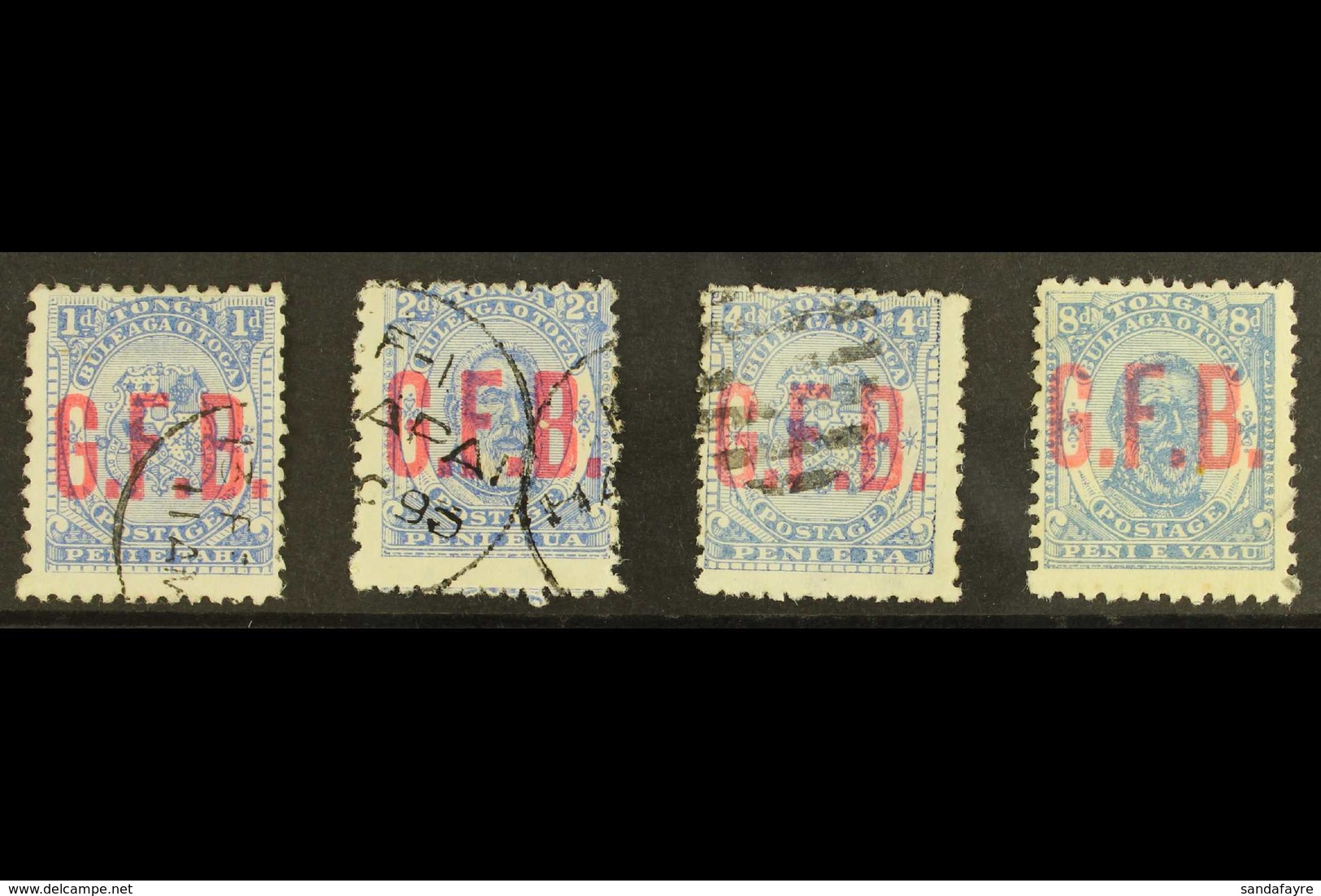 OFFICIALS 1893 1d, 2d, 4d & 8d With "G.F.B." Overprints, SG O1/4, Good To Fine Used (4). For More Images, Please Visit H - Tonga (...-1970)