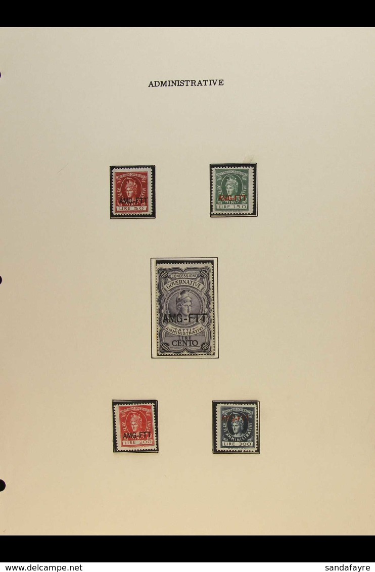 ALLIED MILITARY GOVERNMENT REVENUE STAMPS A Spectacular NEVER HINGED MINT All Different Collection In Mounts On Printed  - Altri & Non Classificati
