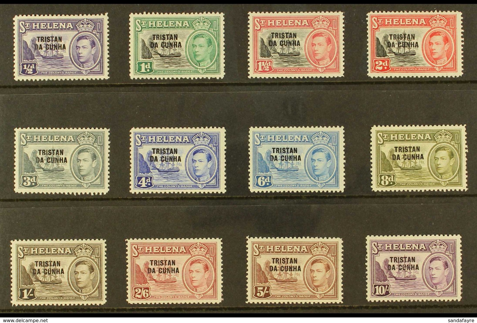1952 KGVI Definitives Complete Set, SG 1/12, Very Fine And Fresh Mint. (12 Stamps) For More Images, Please Visit Http:// - Tristan Da Cunha