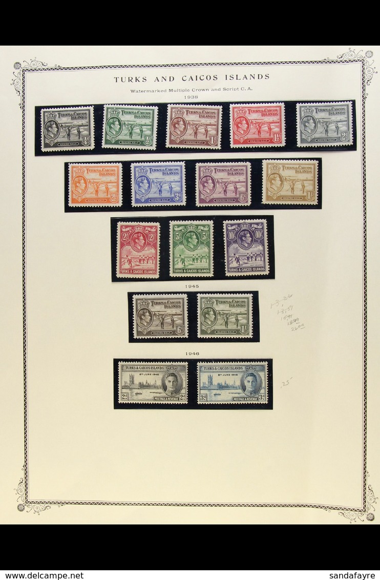 1938-50 COMPLETE FINE MINT COLLECTION On Dedicated Album Pages, Complete From The 1938-45 Definitives To The 1950 Defini - Turks & Caicos