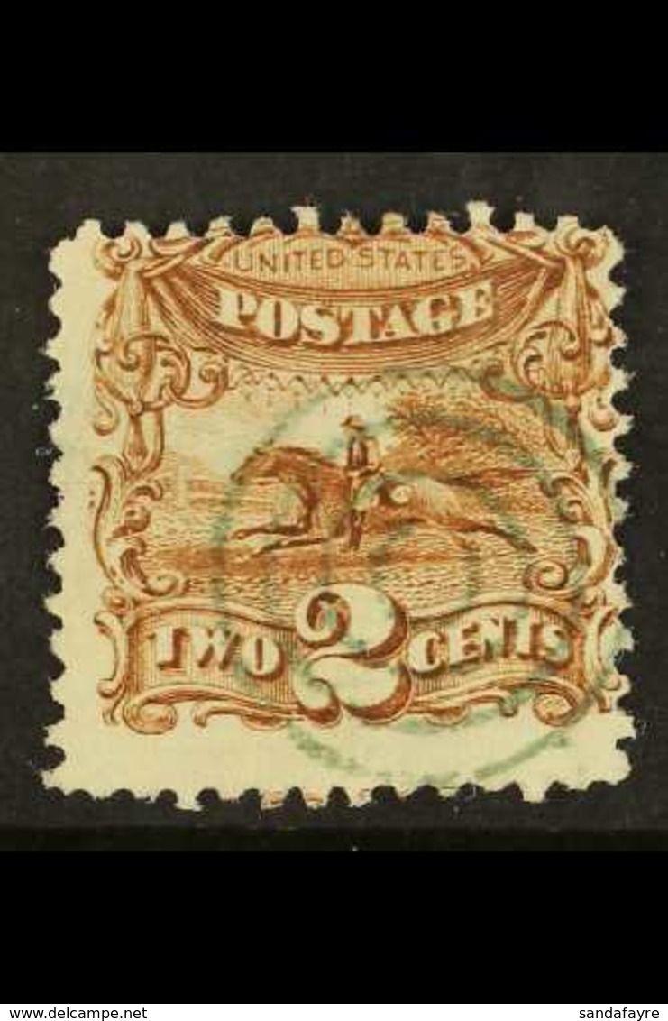 1869 2c Brown Post Horse And Rider, Scott 113, Good Used, Centered To Top Right, But With Lovely Neat Target Cancel In G - Sonstige & Ohne Zuordnung