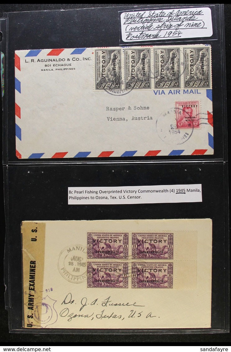 PHILIPPINES 1945 THE "VICTORY" OVERPRINTS ON COVERS. An Interesting Collection Of Covers With Multiple Frankings Of Vari - Sonstige & Ohne Zuordnung